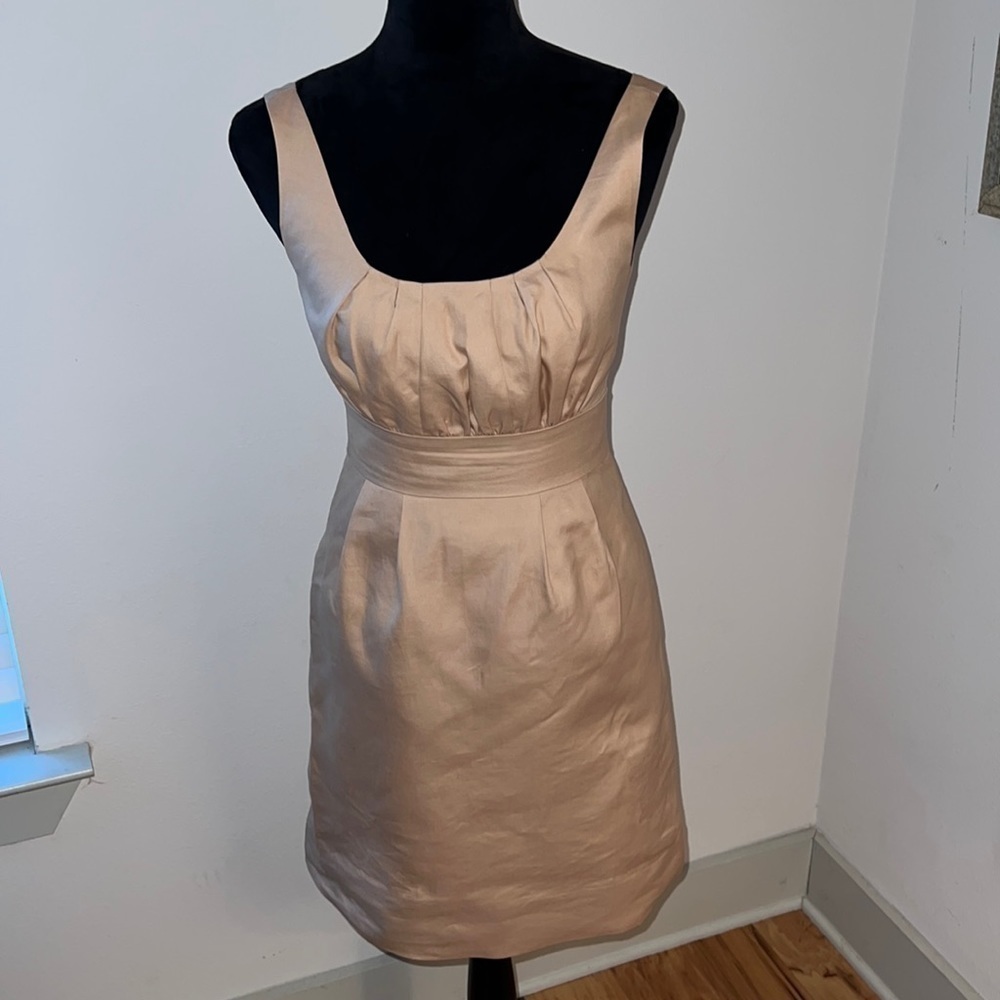 J. Crew 100% cotton tan / khaki sleeveless top pleated pencil bottom dress Sz‎ 0